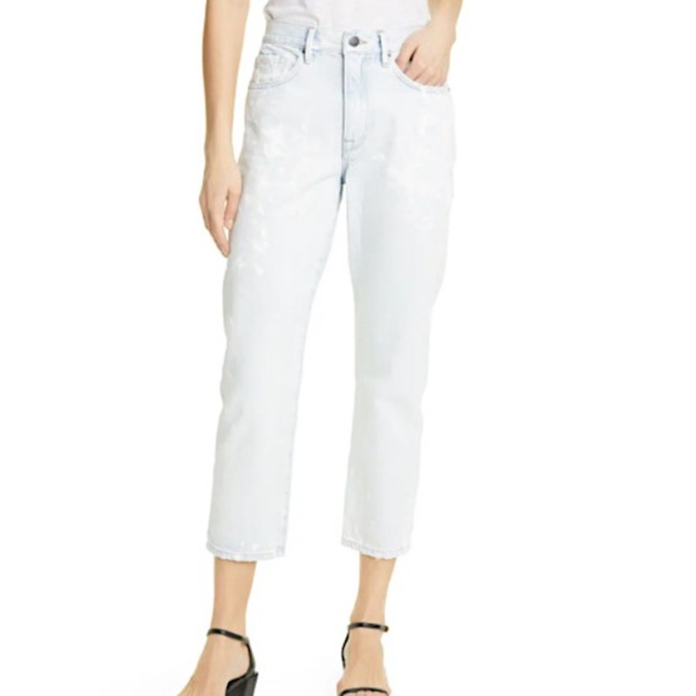 Frame Le Piper High Waist Crop Straight Leg Jeans Caribean Spray